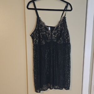 Cacique Gold and Black Lace Plus Size  Chemise Babydoll Size 22/24